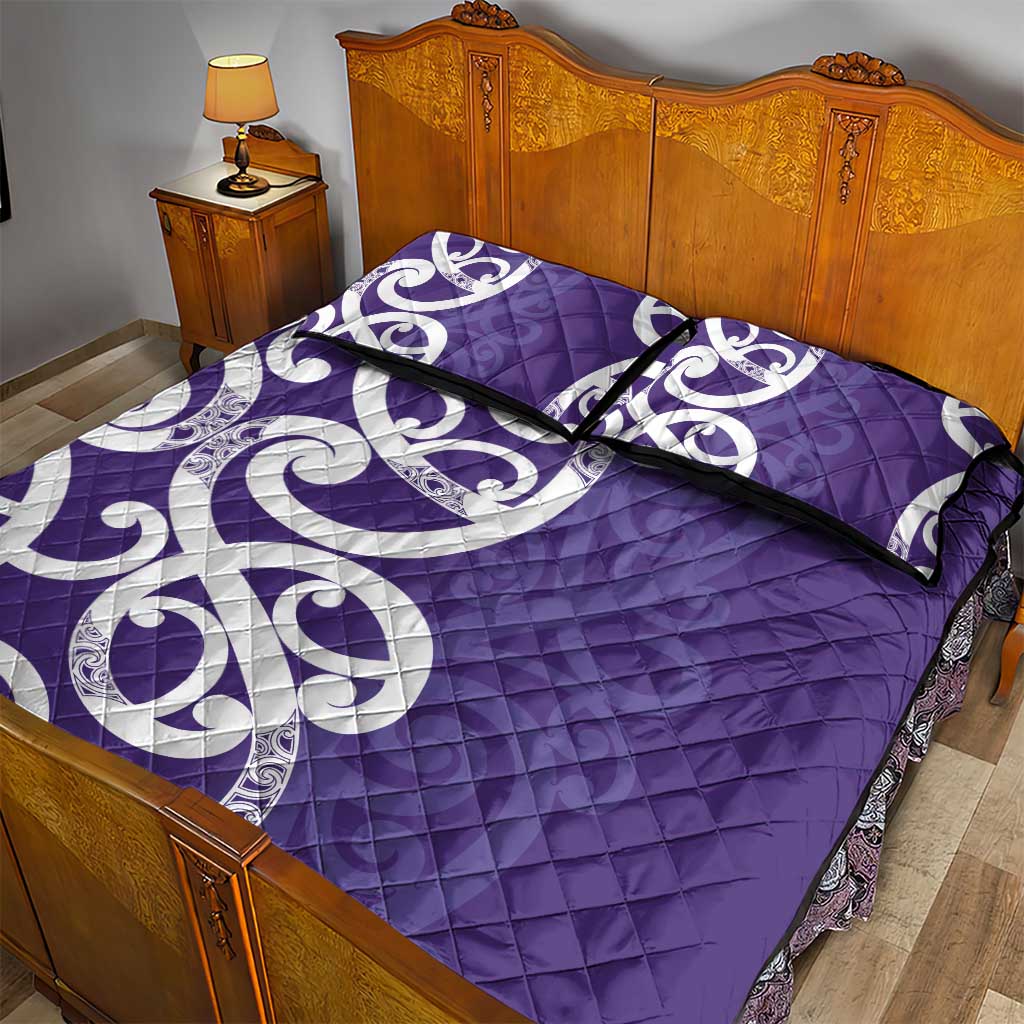 Violet Green Maori Quilt Bed Set Koru Kowhaiwhai - Polynesian Pride
