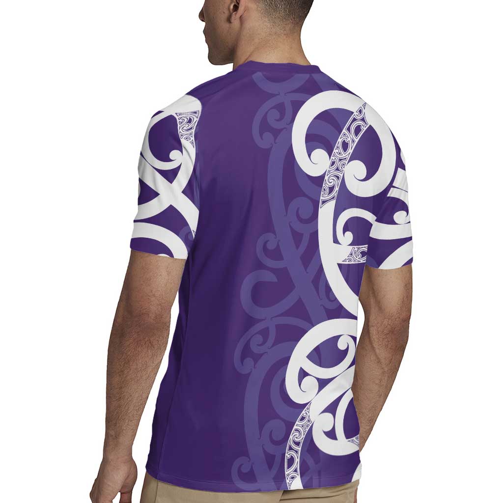 Violet Green Maori Rugby Jersey Koru Kowhaiwhai - Polynesian Pride