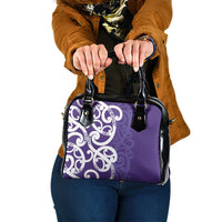 Violet Green Maori Shoulder Handbag Koru Kowhaiwhai - Polynesian Pride