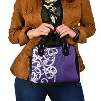 Violet Green Maori Shoulder Handbag Koru Kowhaiwhai - Polynesian Pride