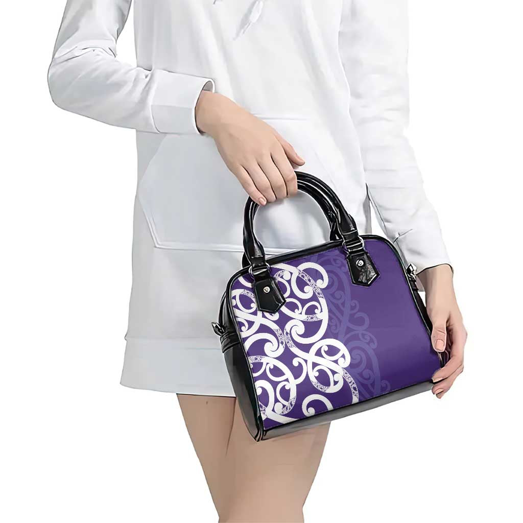 Violet Green Maori Shoulder Handbag Koru Kowhaiwhai - Polynesian Pride
