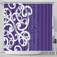 Violet Green Maori Shower Curtain Koru Kowhaiwhai - Polynesian Pride