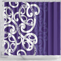 Violet Green Maori Shower Curtain Koru Kowhaiwhai - Polynesian Pride