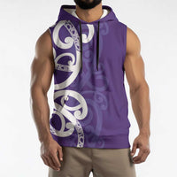 Violet Green Maori Sleeveless Hoodie Koru Kowhaiwhai - Polynesian Pride