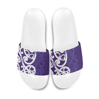 Violet Green Maori Slide Sandals Koru Kowhaiwhai - Polynesian Pride