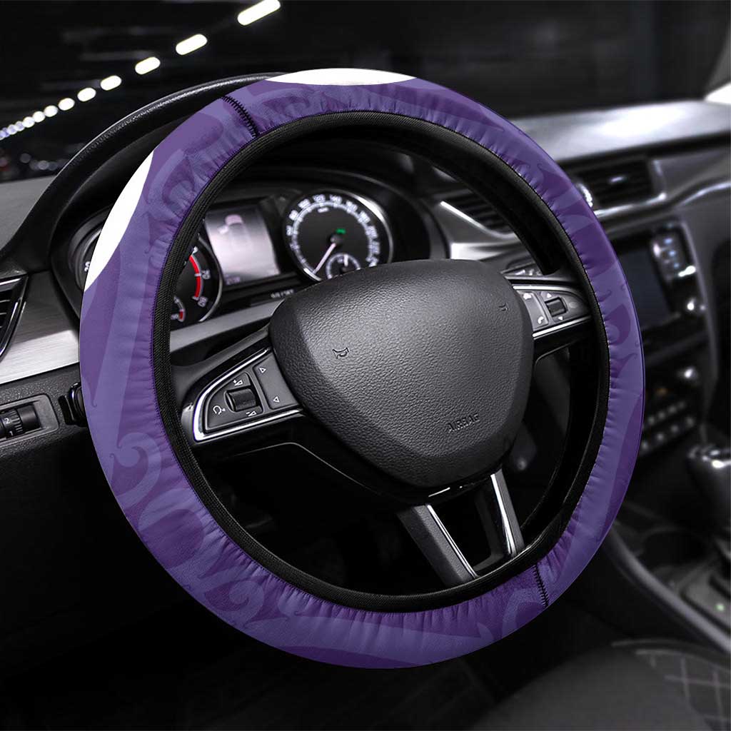 Violet Green Maori Steering Wheel Cover Koru Kowhaiwhai - Polynesian Pride
