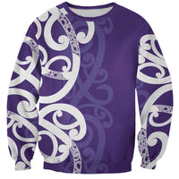 Violet Green Maori Sweatshirt Koru Kowhaiwhai - Polynesian Pride