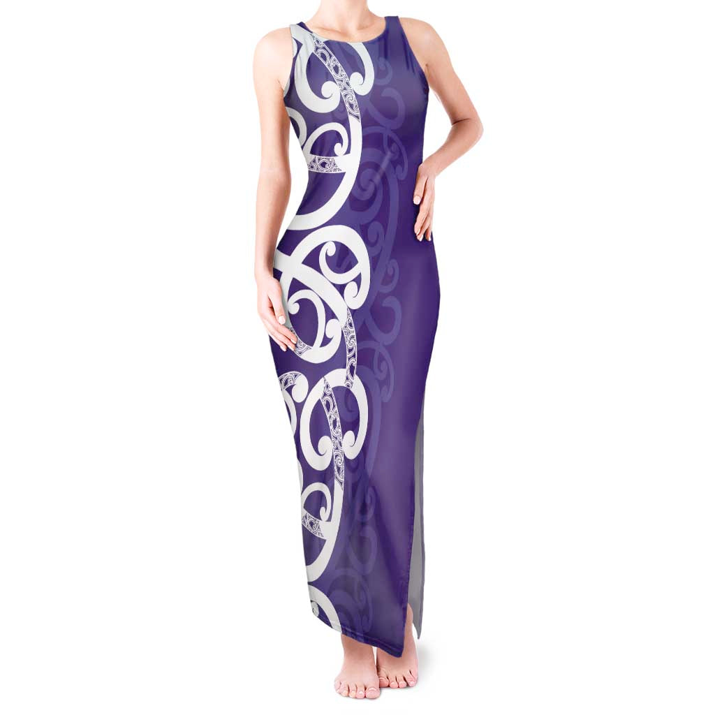 Violet Green Maori Tank Maxi Dress Koru Kowhaiwhai - Polynesian Pride
