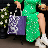 Violet Green Maori Tote Bag Koru Kowhaiwhai - Polynesian Pride
