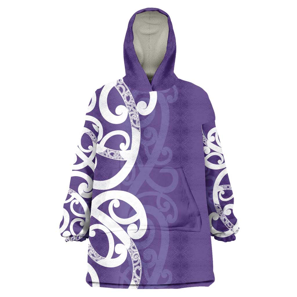 Violet Green Maori Wearable Blanket Hoodie Koru Kowhaiwhai - Polynesian Pride
