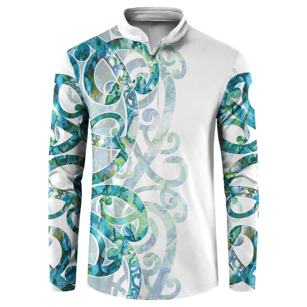 Paua Shell Maori Button Sweatshirt Koru Kowhaiwhai - Polynesian Pride