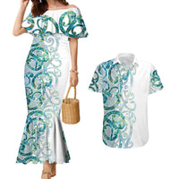 Paua Shell Maori Couples Matching Mermaid Dress and Hawaiian Shirt Koru Kowhaiwhai - Polynesian Pride