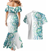 Paua Shell Maori Couples Matching Mermaid Dress and Hawaiian Shirt Koru Kowhaiwhai - Polynesian Pride