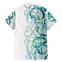 Paua Shell Maori Family Matching Off The Shoulder Long Sleeve Dress and Hawaiian Shirt Koru Kowhaiwhai - Polynesian Pride