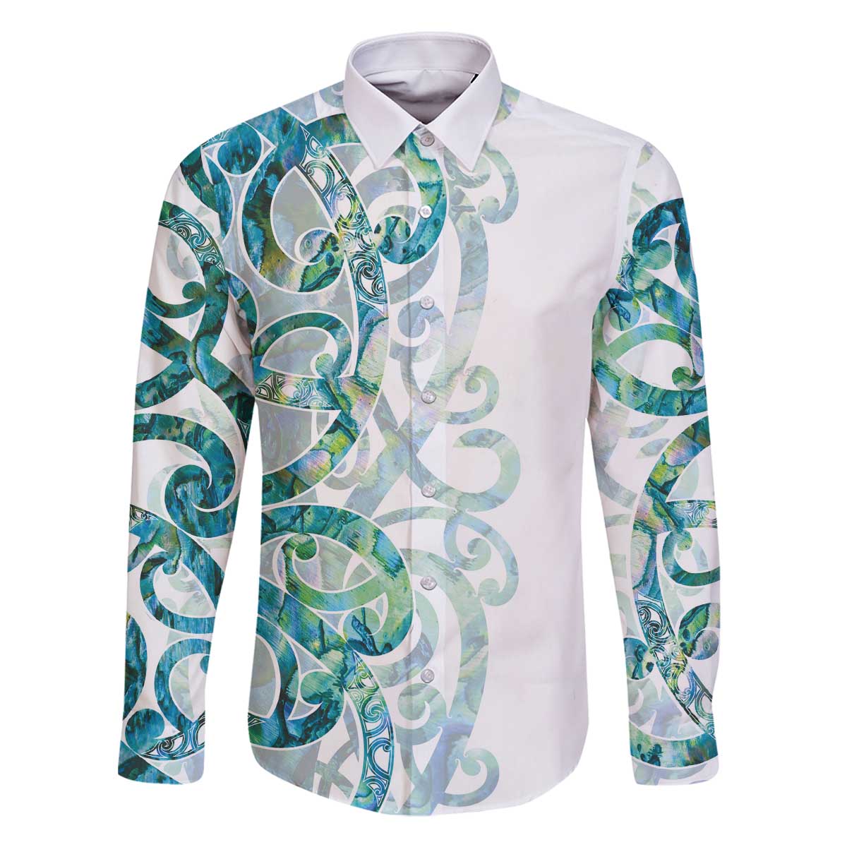 Paua Shell Maori Family Matching Off The Shoulder Long Sleeve Dress and Hawaiian Shirt Koru Kowhaiwhai - Polynesian Pride