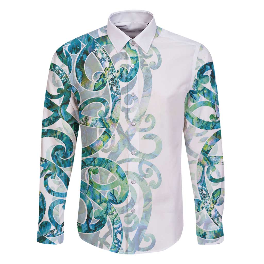 Paua Shell Maori Family Matching Off Shoulder Maxi Dress and Hawaiian Shirt Koru Kowhaiwhai - Polynesian Pride