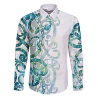 Paua Shell Maori Family Matching Off Shoulder Maxi Dress and Hawaiian Shirt Koru Kowhaiwhai - Polynesian Pride