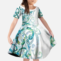 Paua Shell Maori Family Matching Puletasi and Hawaiian Shirt Koru Kowhaiwhai - Polynesian Pride