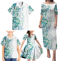 Paua Shell Maori Family Matching Puletasi and Hawaiian Shirt Koru Kowhaiwhai - Polynesian Pride