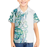 Paua Shell Maori Family Matching Short Sleeve Bodycon Dress and Hawaiian Shirt Koru Kowhaiwhai - Polynesian Pride