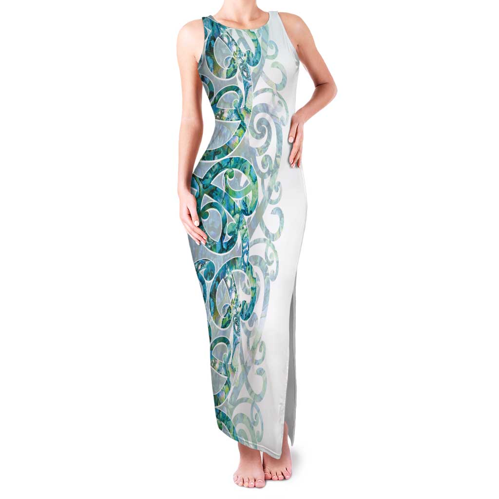 Paua Shell Maori Family Matching Tank Maxi Dress and Hawaiian Shirt Koru Kowhaiwhai - Polynesian Pride