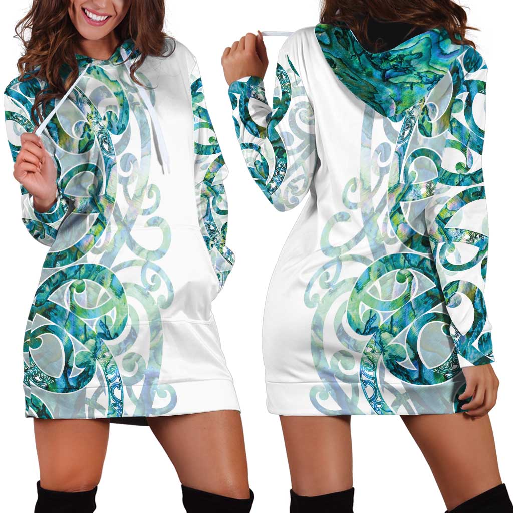Paua Shell Maori Hoodie Dress Koru Kowhaiwhai LT7 - Polynesian Pride