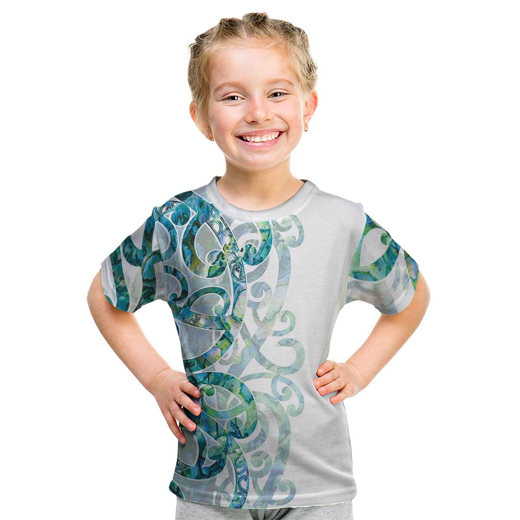 Paua Shell Maori Kid T Shirt Koru Kowhaiwhai - Polynesian Pride