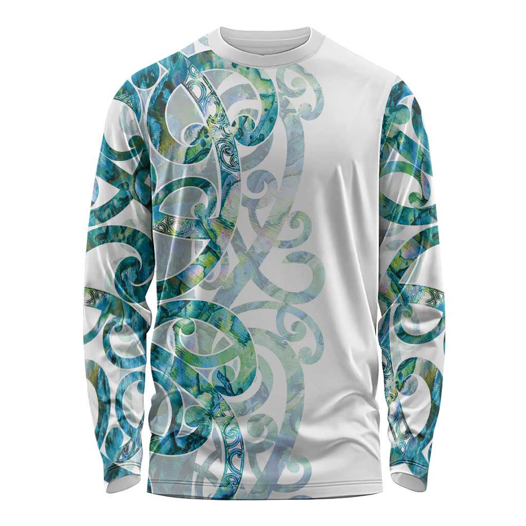 Paua Shell Maori Long Sleeve Shirt Koru Kowhaiwhai - Polynesian Pride