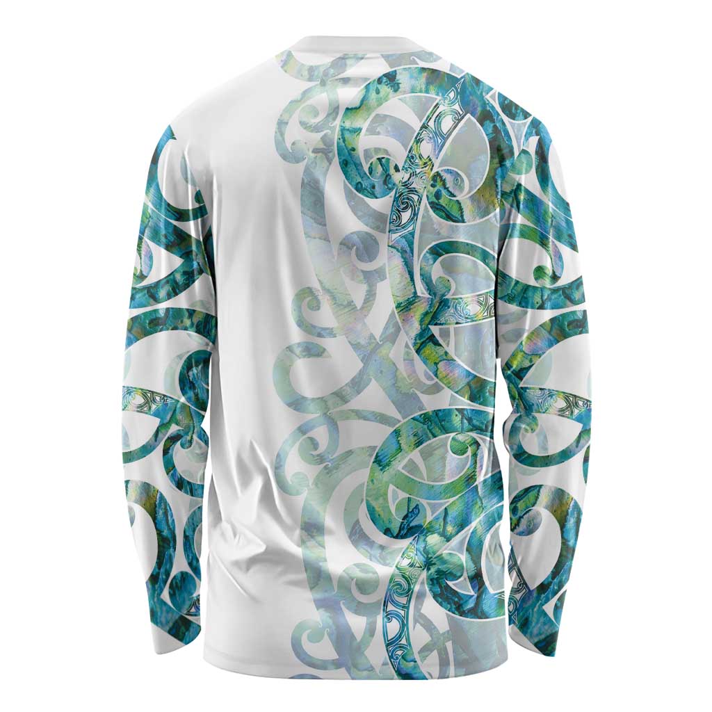 Paua Shell Maori Long Sleeve Shirt Koru Kowhaiwhai - Polynesian Pride
