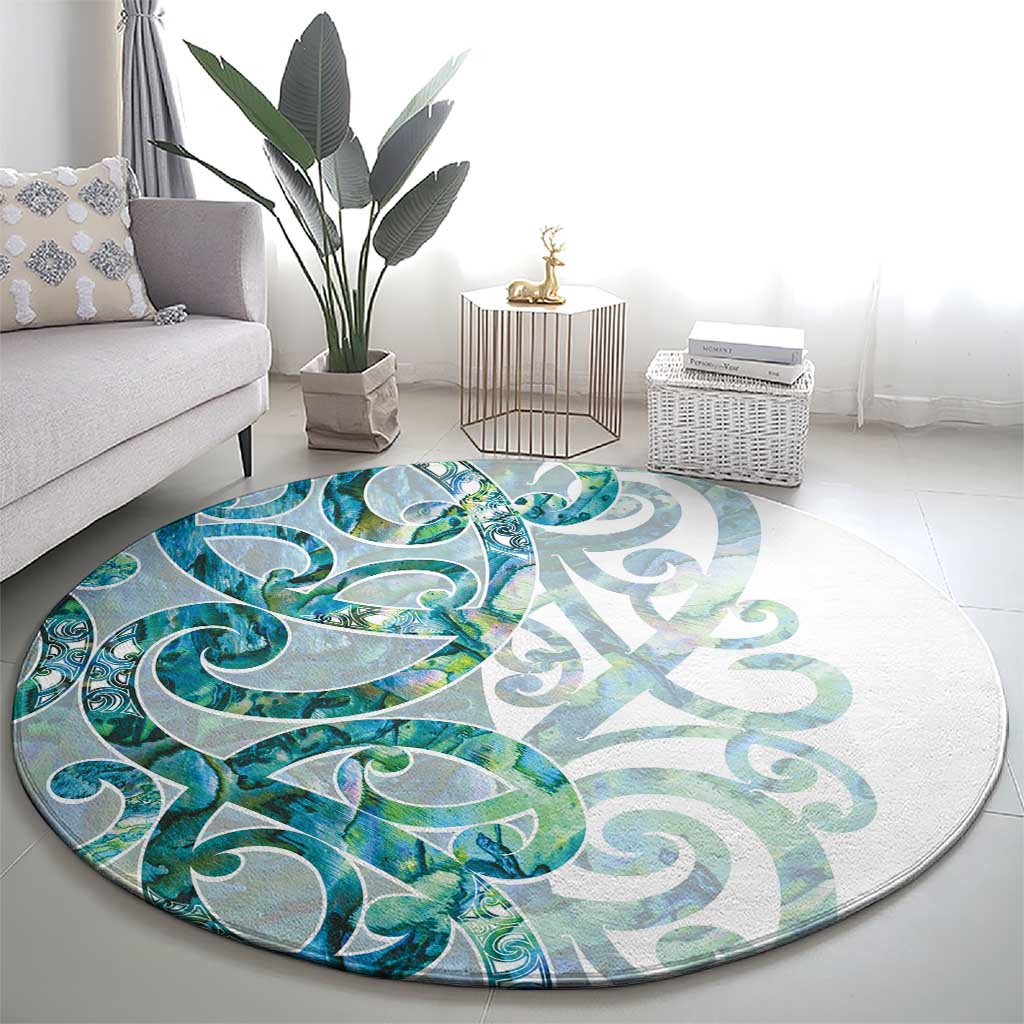 Paua Shell Maori Round Carpet Koru Kowhaiwhai - Polynesian Pride