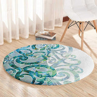 Paua Shell Maori Round Carpet Koru Kowhaiwhai - Polynesian Pride