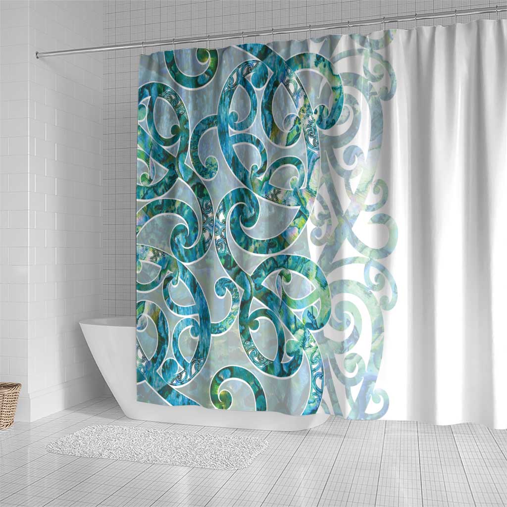 Paua Shell Maori Shower Curtain Koru Kowhaiwhai - Polynesian Pride