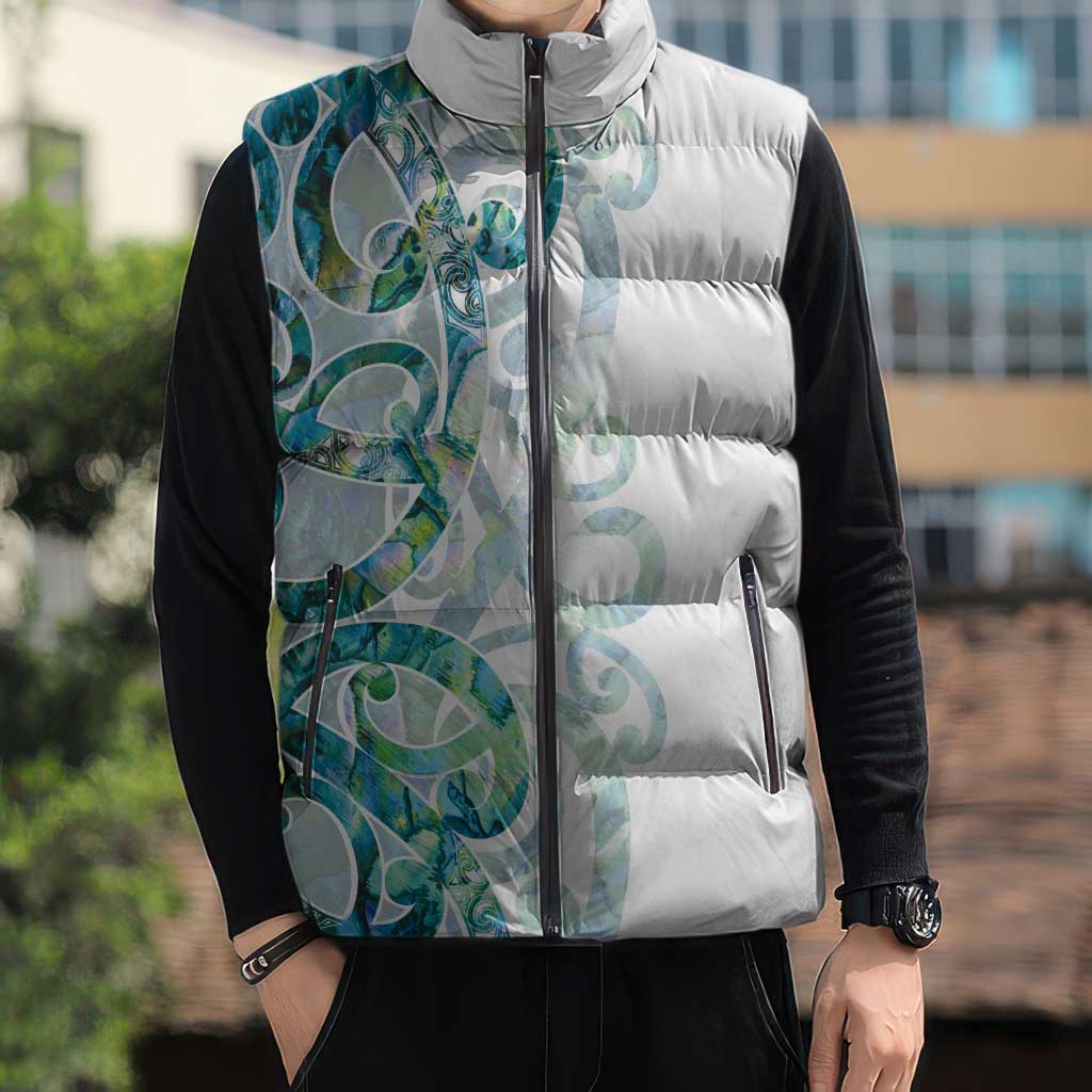 Paua Shell Maori Sleeveless Puffer Jacket Koru Kowhaiwhai - Polynesian Pride