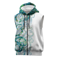Paua Shell Maori Sleeveless Zip Hoodie Koru Kowhaiwhai - Polynesian Pride