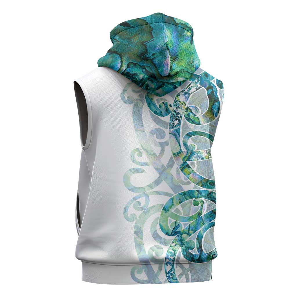 Paua Shell Maori Sleeveless Zip Hoodie Koru Kowhaiwhai - Polynesian Pride