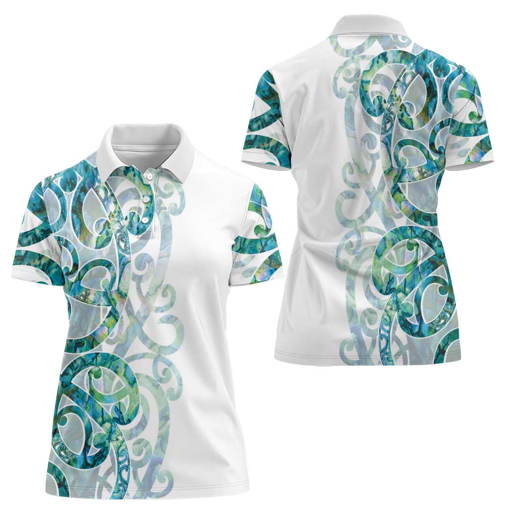 Paua Shell Maori Women Polo Shirt Koru Kowhaiwhai LT7 - Polynesian Pride