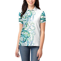 Paua Shell Maori Women Polo Shirt Koru Kowhaiwhai LT7 - Polynesian Pride