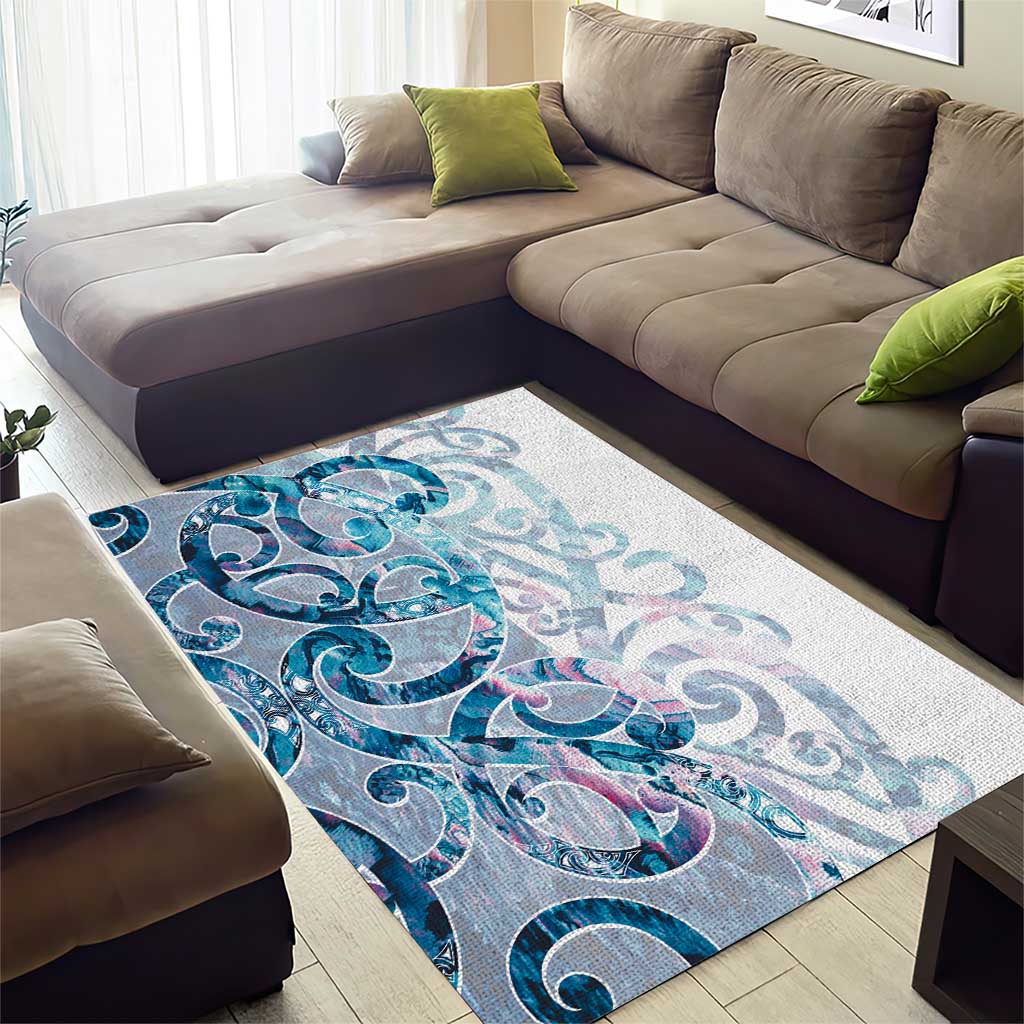 Turquoise Paua Shell Maori Area Rug Koru Kowhaiwhai LT7 - Polynesian Pride