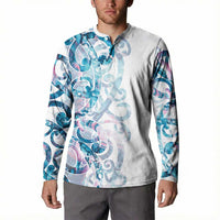 Turquoise Paua Shell Maori Button Sweatshirt Koru Kowhaiwhai - Polynesian Pride