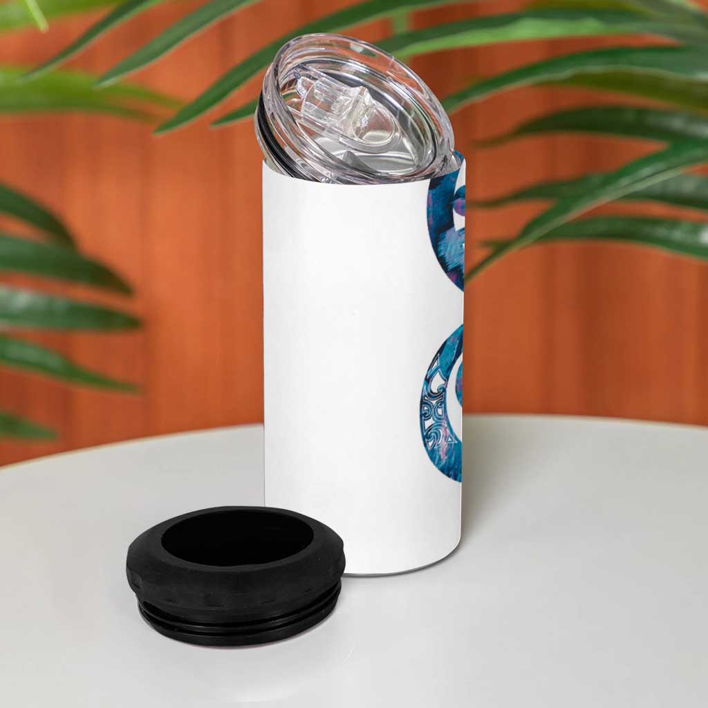 Turquoise Paua Shell Maori 4 in 1 Can Cooler Tumbler Koru Kowhaiwhai - Polynesian Pride