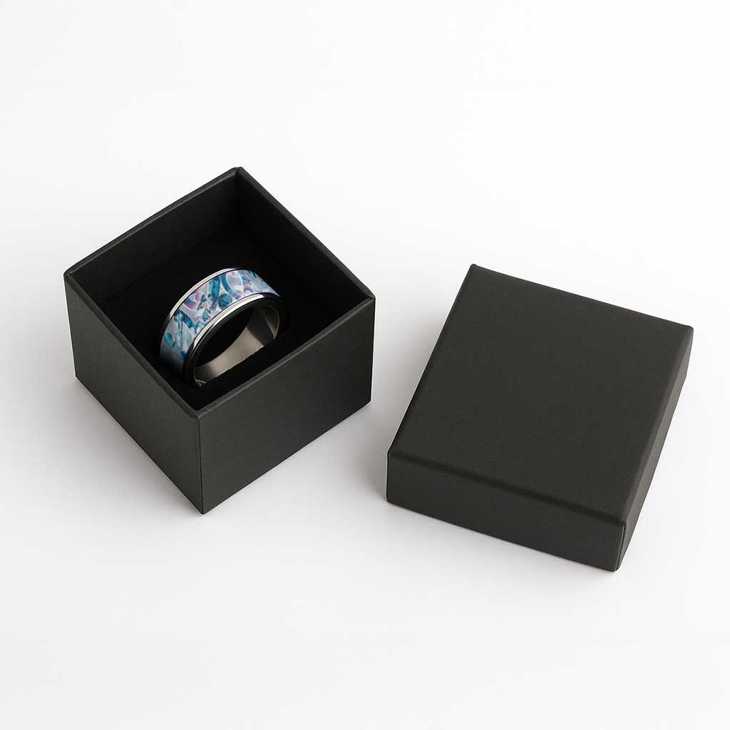 Turquoise Paua Shell Maori Classic Ring Koru Kowhaiwhai
