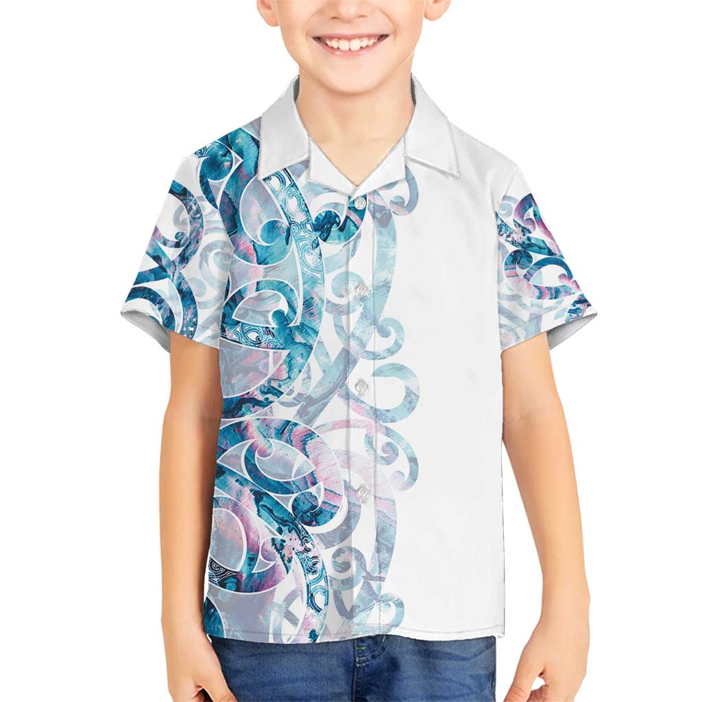 Turquoise Paua Shell Maori Family Matching Off Shoulder Maxi Dress and Hawaiian Shirt Koru Kowhaiwhai - Polynesian Pride