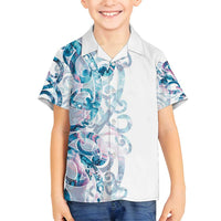 Turquoise Paua Shell Maori Family Matching Off Shoulder Maxi Dress and Hawaiian Shirt Koru Kowhaiwhai - Polynesian Pride