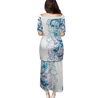 Turquoise Paua Shell Maori Family Matching Puletasi and Hawaiian Shirt Koru Kowhaiwhai - Polynesian Pride