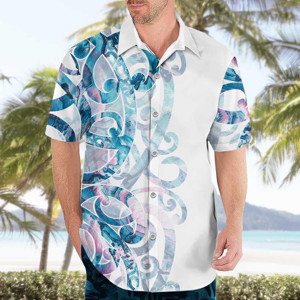 Turquoise Paua Shell Maori Hawaiian Shirt Koru Kowhaiwhai - Polynesian Pride