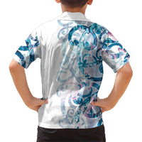 Turquoise Paua Shell Maori Kid Hawaiian Shirt Koru Kowhaiwhai LT7 - Polynesian Pride
