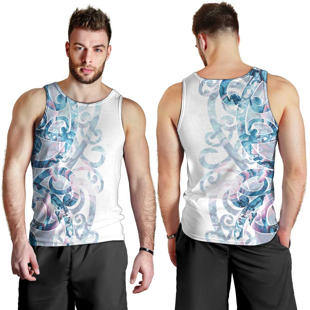 Turquoise Paua Shell Maori Men Tank Top Koru Kowhaiwhai - Polynesian Pride