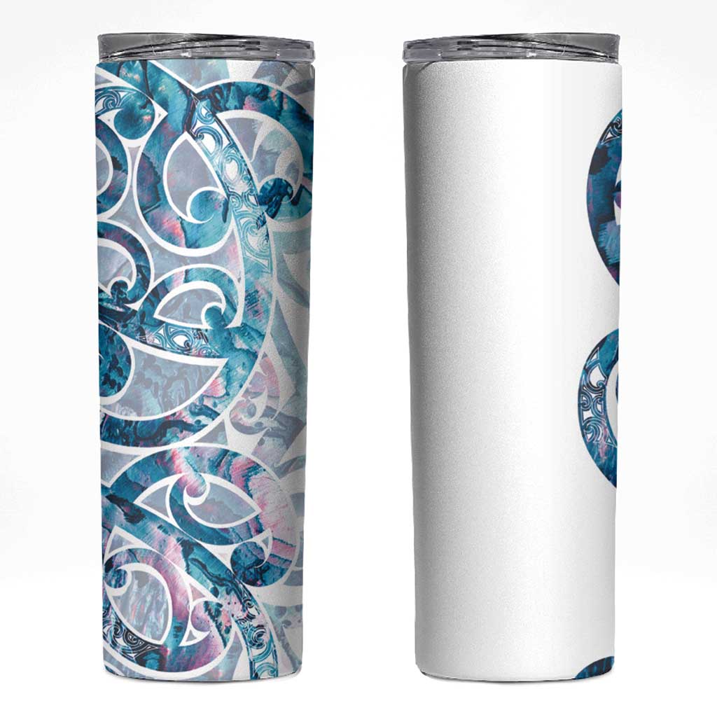 Turquoise Paua Shell Maori Skinny Tumbler Koru Kowhaiwhai - Polynesian Pride