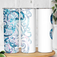 Turquoise Paua Shell Maori Skinny Tumbler Koru Kowhaiwhai - Polynesian Pride