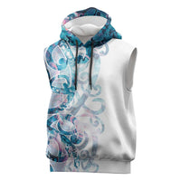 Turquoise Paua Shell Maori Sleeveless Hoodie Koru Kowhaiwhai LT7 White - Polynesian Pride